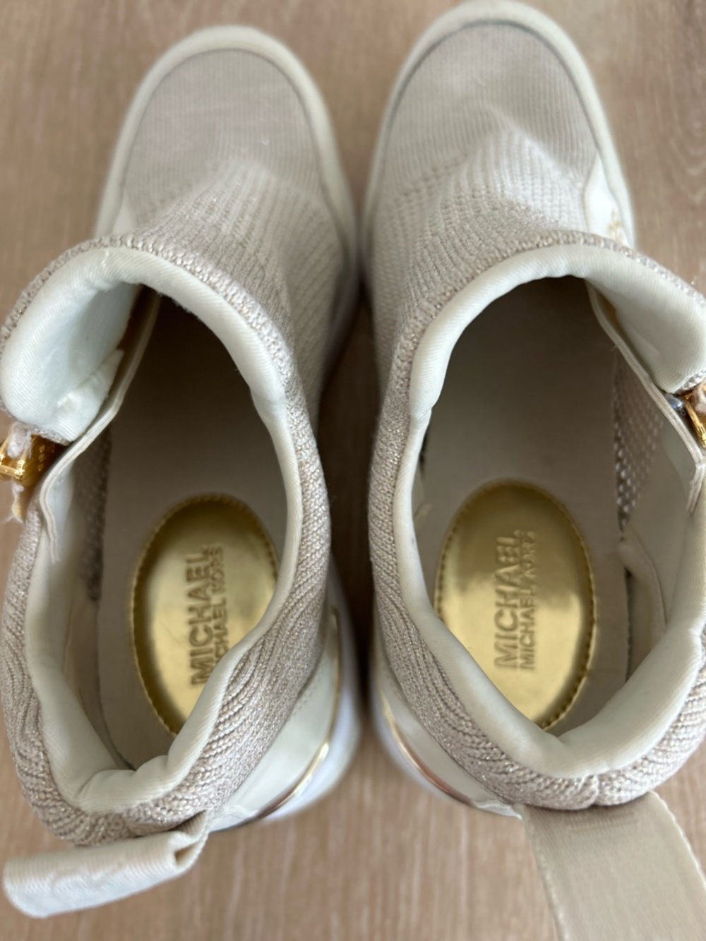 Michael Kors Willis Metallic Stretch Knit Trainer Wedge Sneaker Women Size 7.5 - Picture 7 of 10